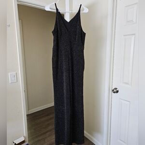 Black Straps Jumpuit Donna Morgan Sparkly Size 10